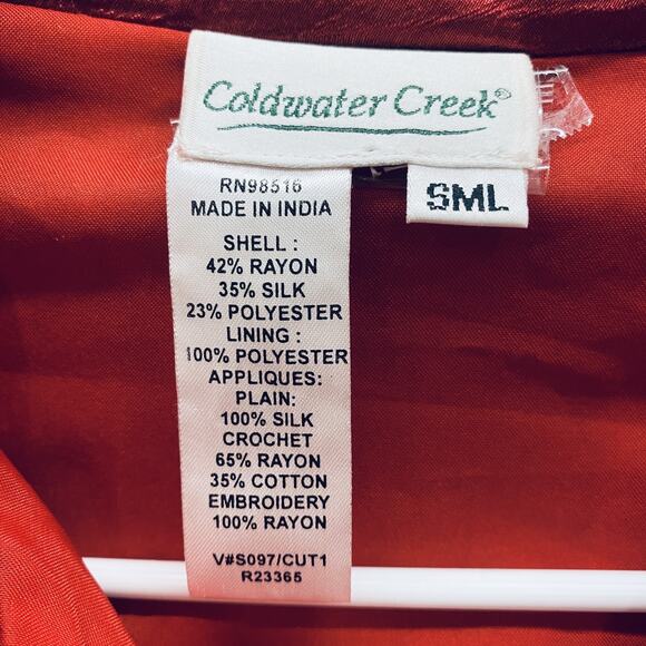 Coldwater Creek Jacket Womens Small Silk Boho Patchwork Embroidered Boho Art - Picture 2 of 6